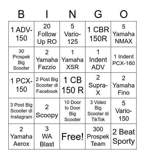 BINGO FLP Bingo Card