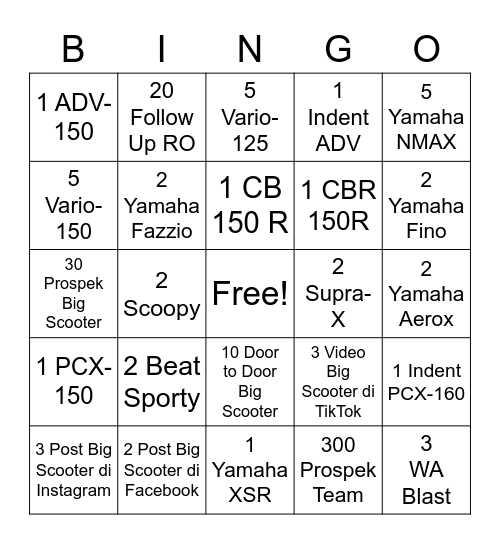 BINGO FLP Bingo Card