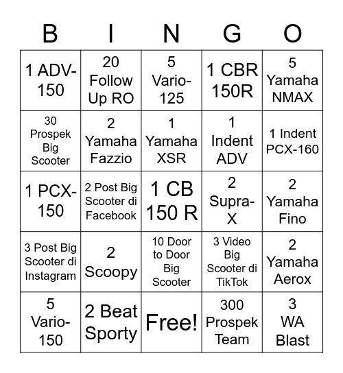 BINGO FLP Bingo Card