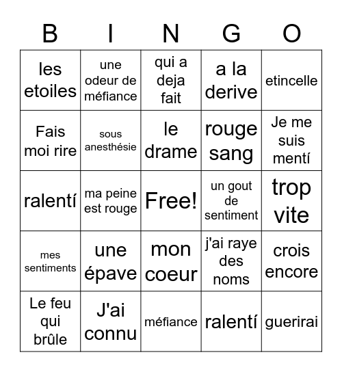 Doucement Bingo Card