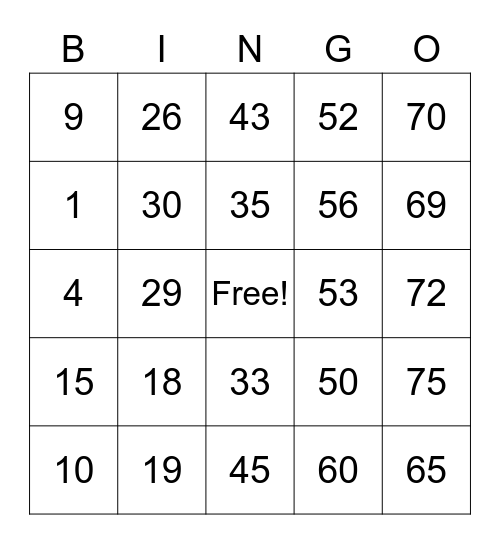 Maravilla, Zarina Grace - Team Rachelle Bingo Card
