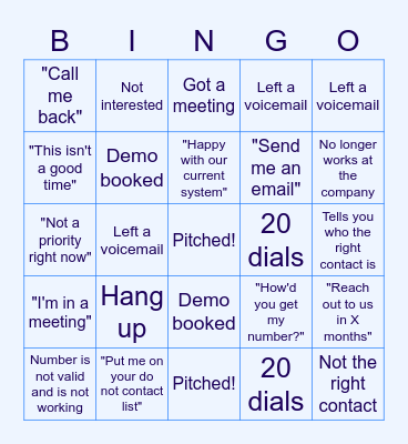 COLD CALL BINGO Card