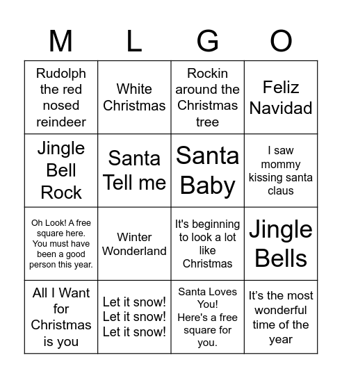 ML Christmas BINGO Card