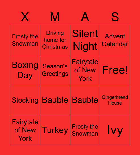 Christmas Bingo! Bingo Card