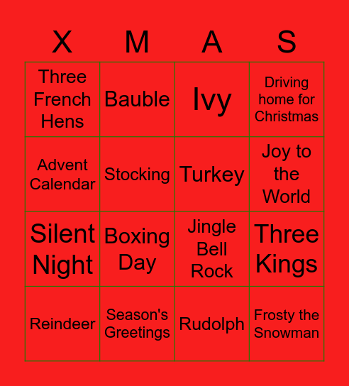 Christmas Bingo Card