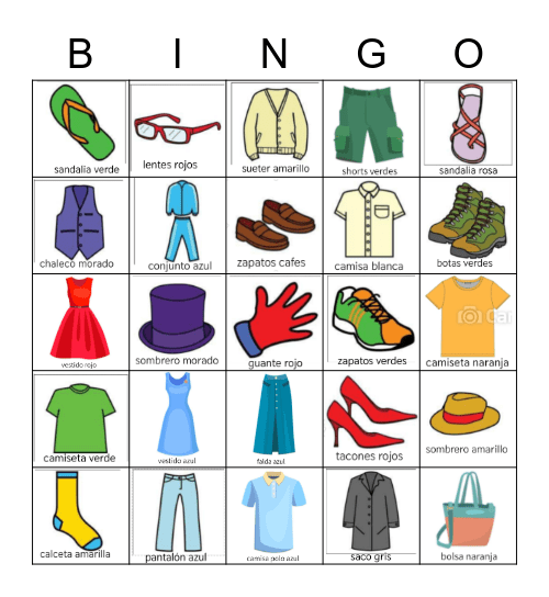 Bingo de ropa Bingo Card