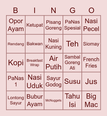 بِسْمِ اللهِ الرَّحْمَنِ الرَّحِيْمِ Bingo Card