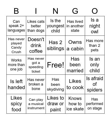 Icebreaker: Find Someone Who Bingo Card