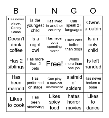 Icebreaker: Find Someone Who Bingo Card