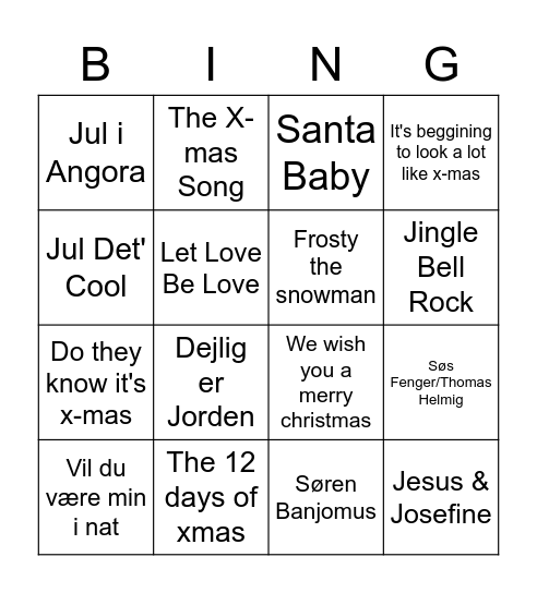 Julebingo! Bingo Card