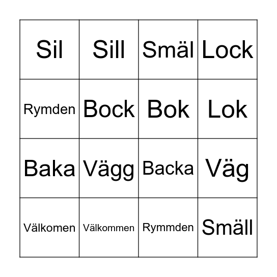 Bingo - Lång eller kort vokal Bingo Card