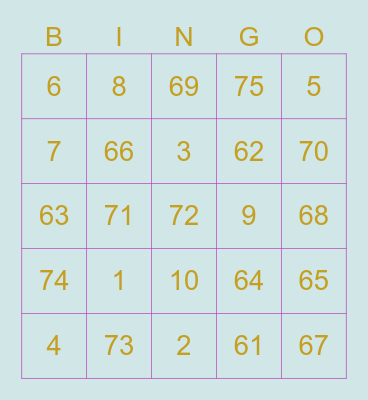 HAFAZAN 1/12 Bingo Card