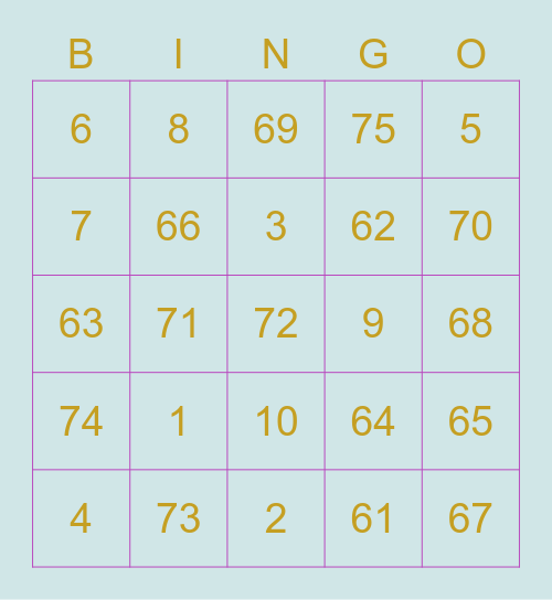 HAFAZAN 1/12 Bingo Card