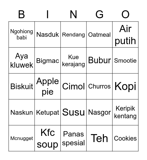 Punya jamia Bingo Card