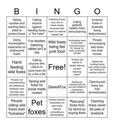 Problematic fox content Bingo Card