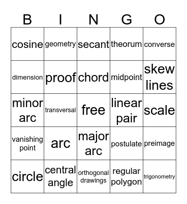 Geometry BINGO Card