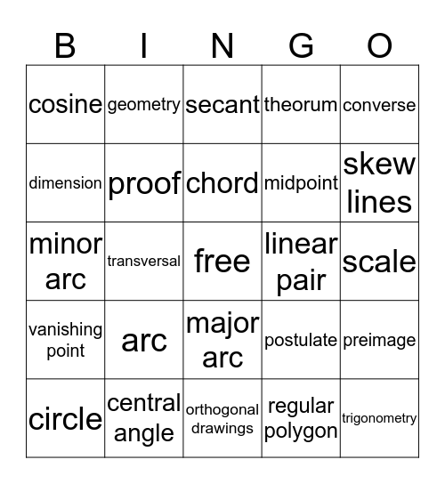 Geometry BINGO Card