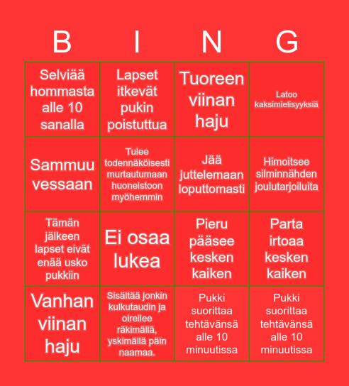 Joulupukkibingo Card