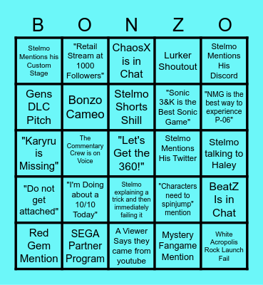 Stelmo Stream Bingo Card