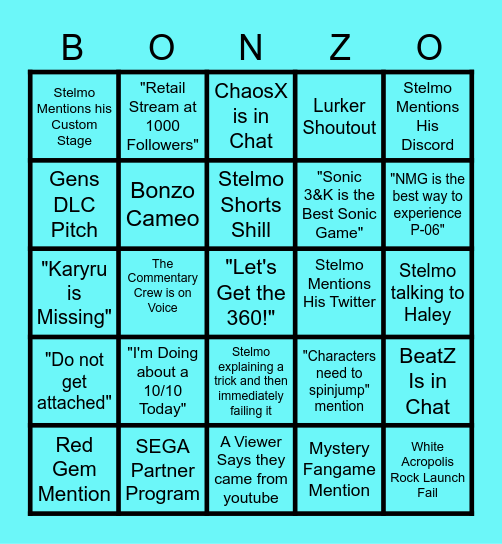 Stelmo Stream Bingo Card