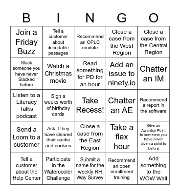 December Product Support Bingo Card
