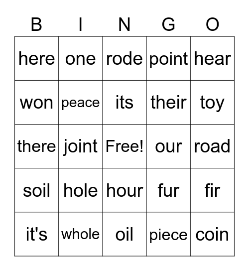 Week of 11/28 Spelling Bingo Card