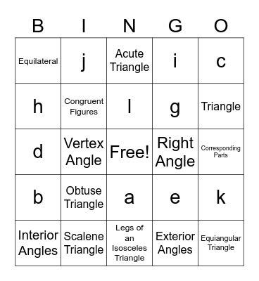 Chapter 5 Vocab Bingo Card