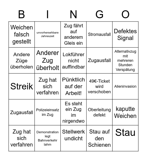 Bahn-Bingo Card