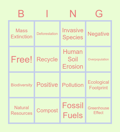 Human Impact BINGO! Bingo Card