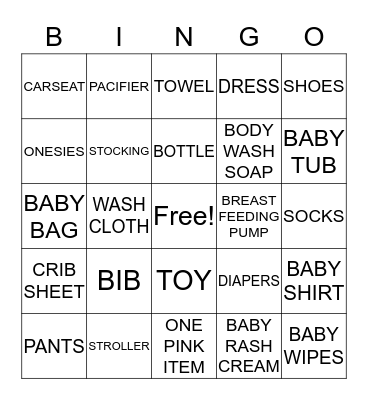 BABY TONGE BINGO Card