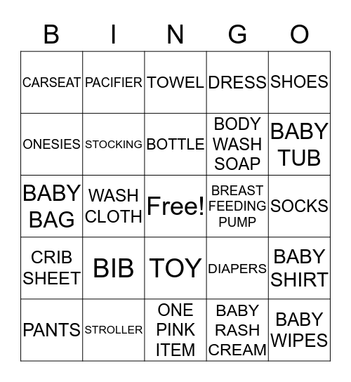 BABY TONGE BINGO Card