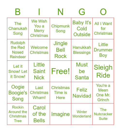 Holiday Bingo Card