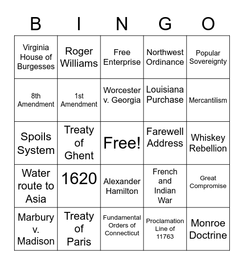 Benchmark Review Bingo Card