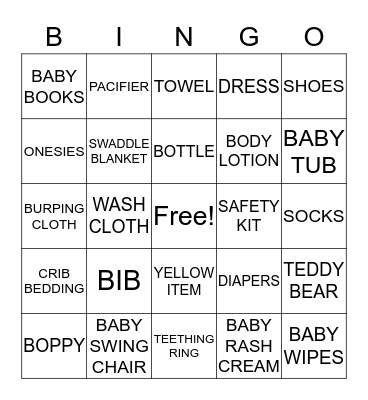 BABY TONGE BINGO Card