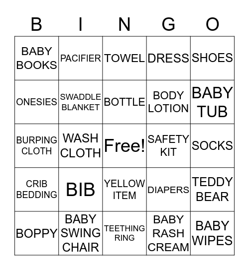 BABY TONGE BINGO Card