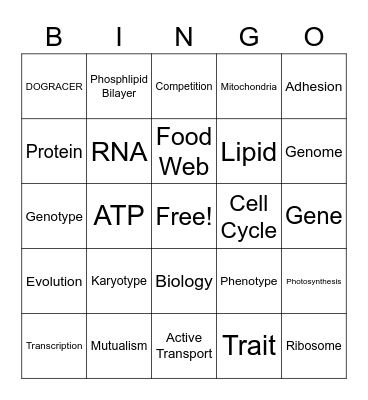 Biology EOC Review BINGO Card