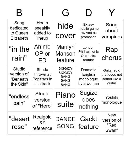 THE LAST ROCKSTARS Bingo Card