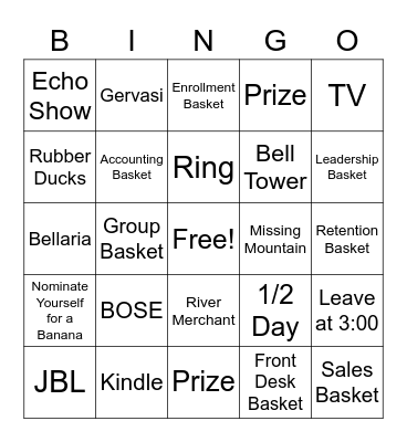 OHB Prize Bingo Card