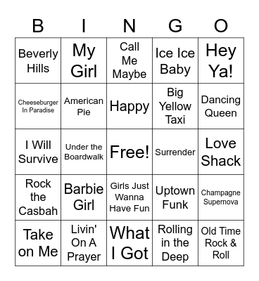 Sing-Alongs Volume 2 Bingo Card