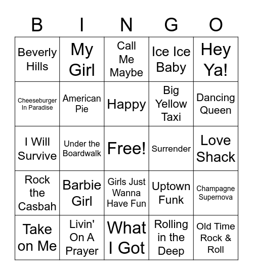 Sing-Alongs Volume 2 Bingo Card