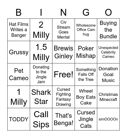 Jingle Jam 2022 Bingo Card