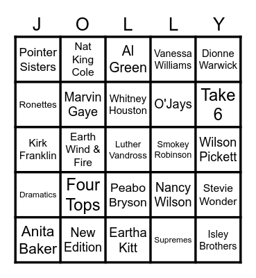 Holiday Soul Bingo Card