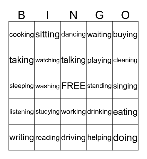 What are you doing? Bingo Card