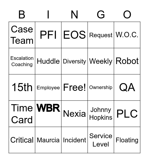 iA Bingo Card