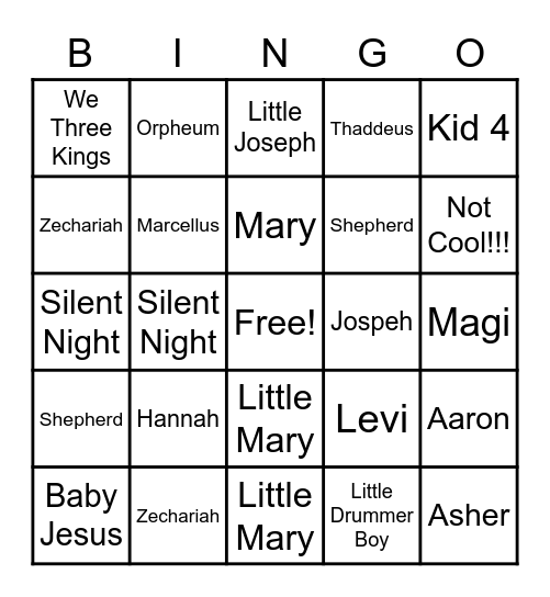 Prince of Peace Bingo Card