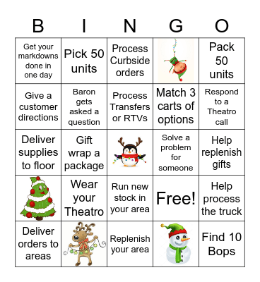 Support Holiday Bingo Card