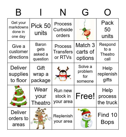 Support Holiday Bingo Card