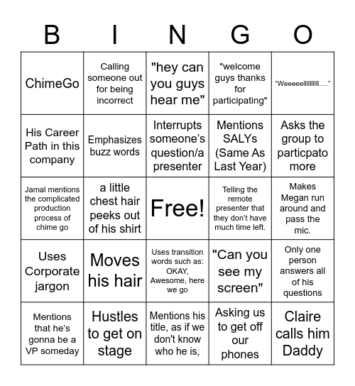 Daddy Donlin Bingo Card