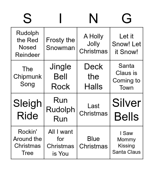 Christmas Sing Bingo Card