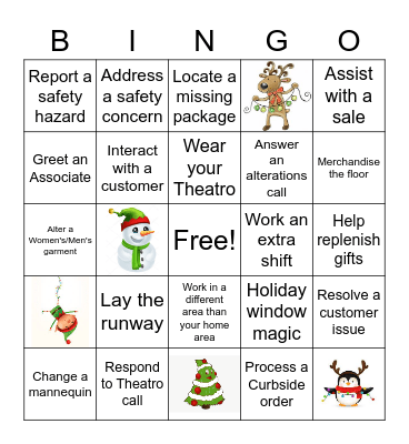 Support Holiday Bingo Card